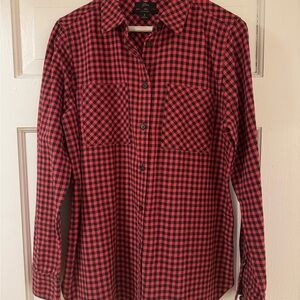 J. Crew Red and Black Casual Button Down Shirt